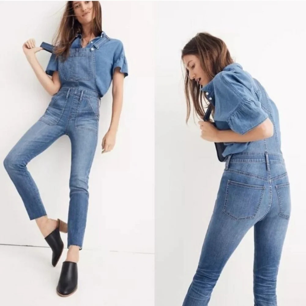 Madewell Skinny Denim bib overalls in Camila wash size xsmall - Picture 2 of 13